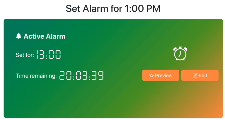 Set Alarm for 1:00 PM