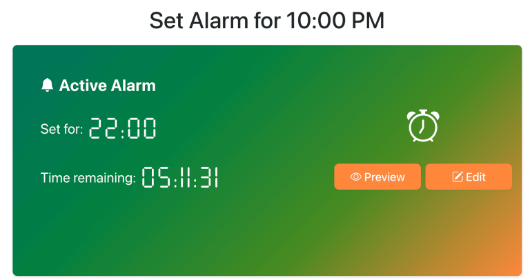Set Alarm for 10:00 PM