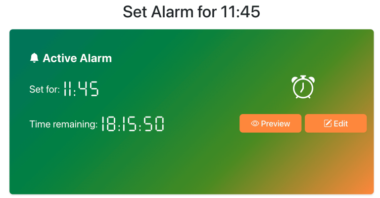 Set Alarm for 11:45