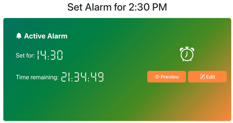 Set Alarm for 2:30 PM
