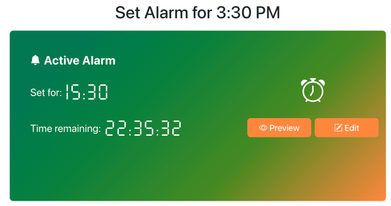 Set Alarm for 3:30 PM