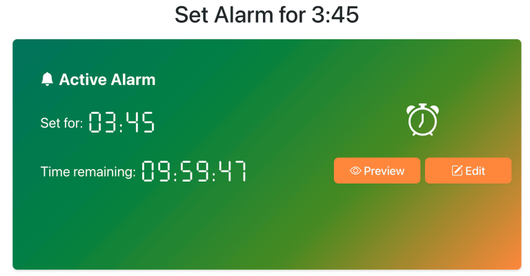 Set Alarm for 3:45