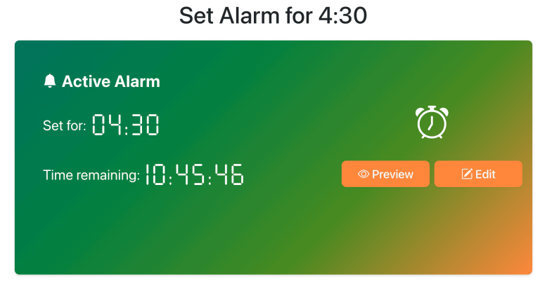 Set Alarm for 4:30
