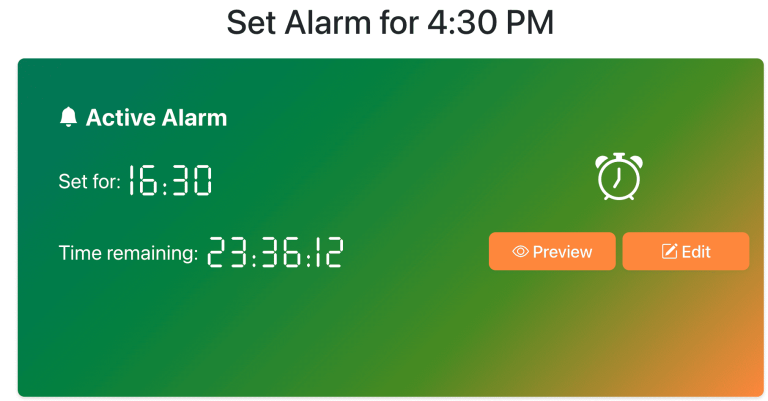Set Alarm for 4:30 PM