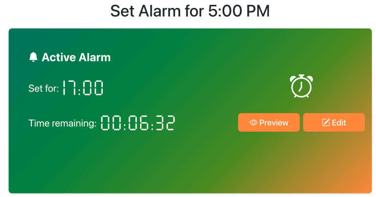 Set Alarm for 5:00 PM