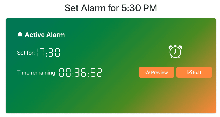 Set Alarm for 5:30 PM