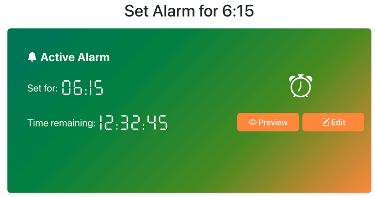 Set Alarm for 6:15