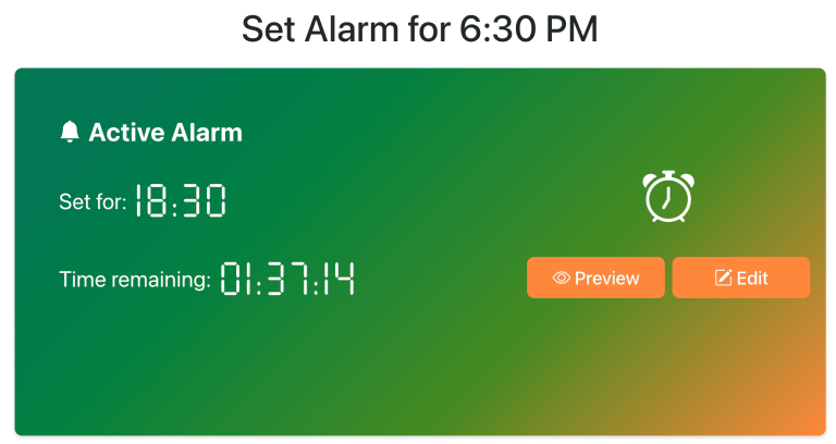 Set Alarm for 6:30 PM