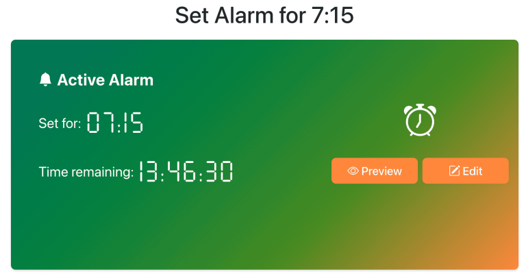 ⏰ Set Alarm for 7:15 AM | Online Alarm Clock