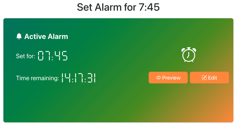 Set Alarm for 7:45