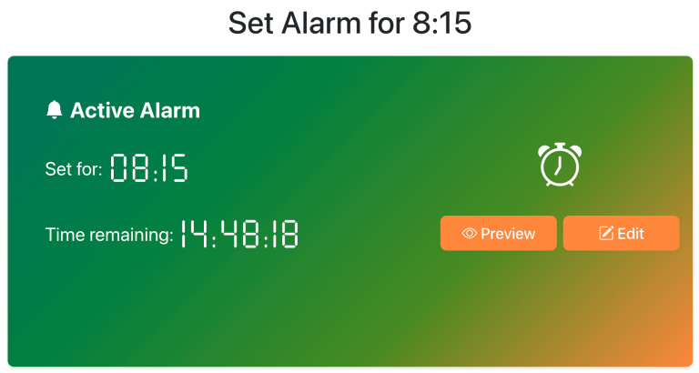Set Alarm for 8:15