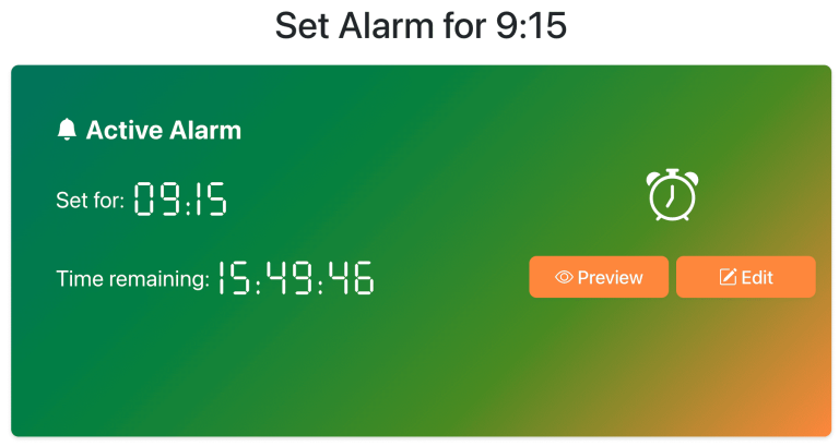 Set Alarm for 9:15