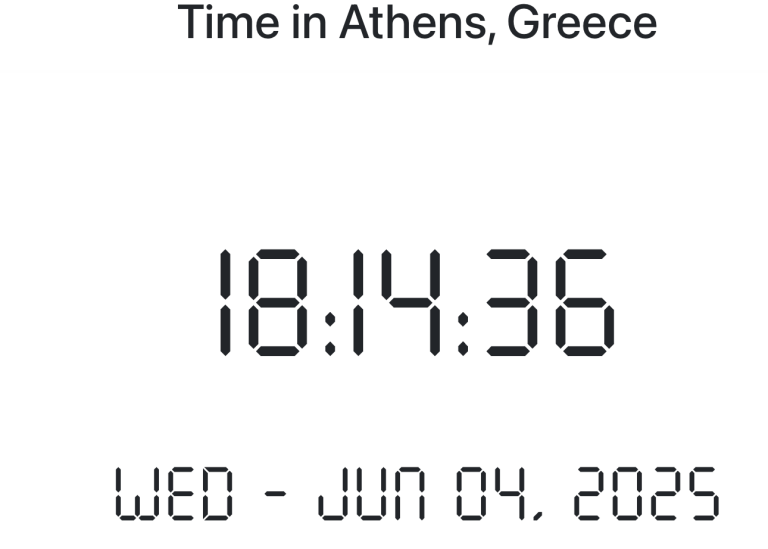 Time in Athens, Greece