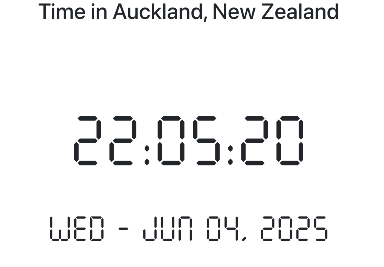 Time in Auckland, New Zealand