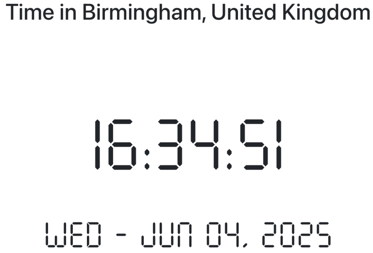 Time in Birmingham, United Kingdom