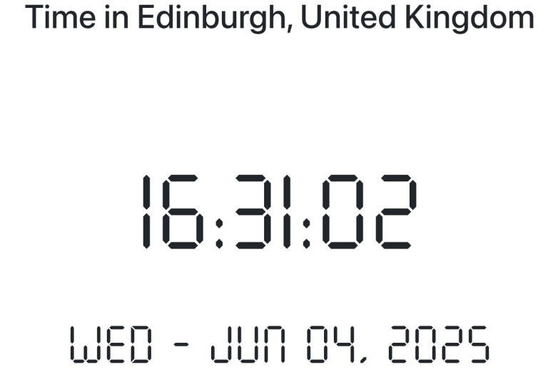 Time in Edinburgh, United Kingdom