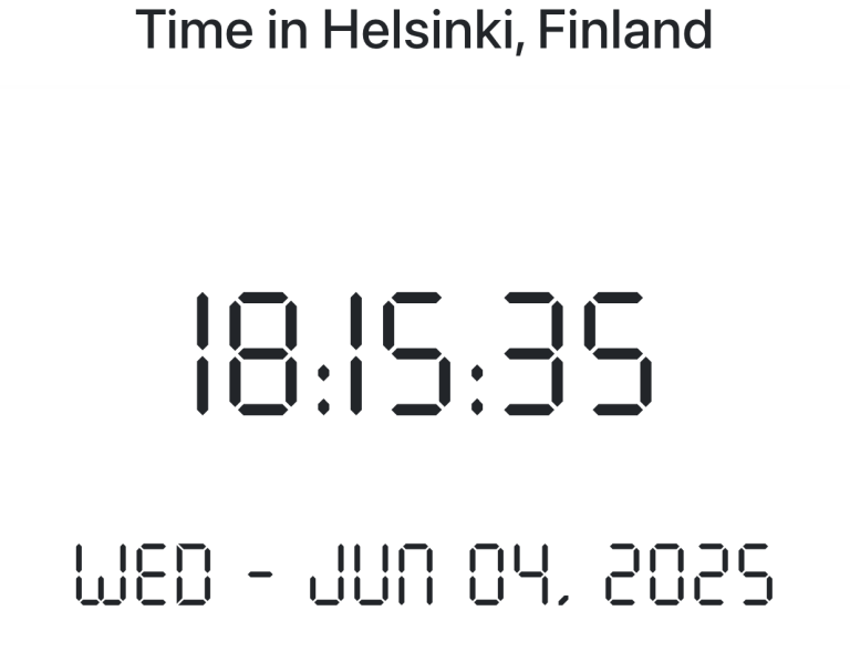 Time in Helsinki, Finland