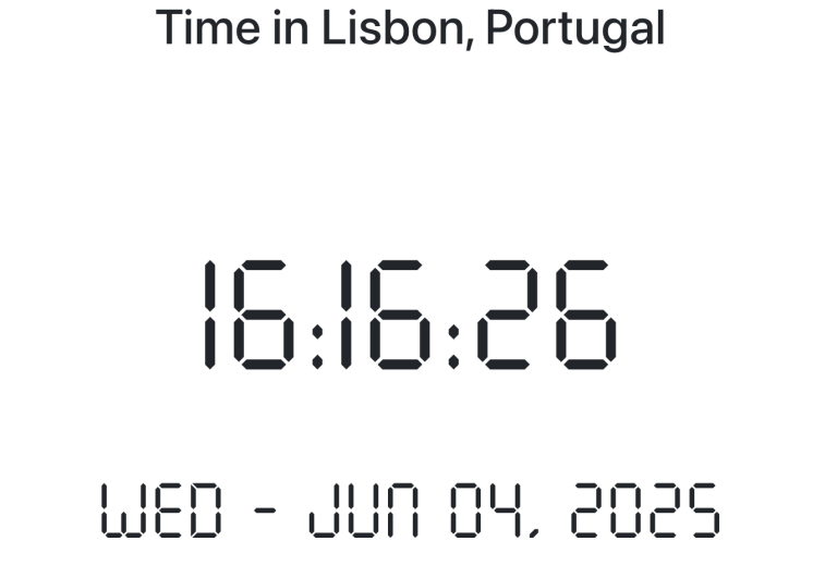 Time in Lisbon, Portugal