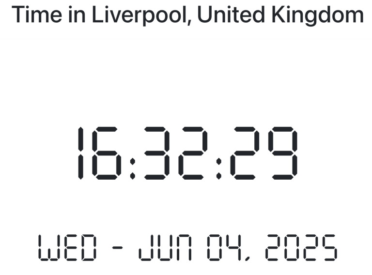 Time in Liverpool, United Kingdom