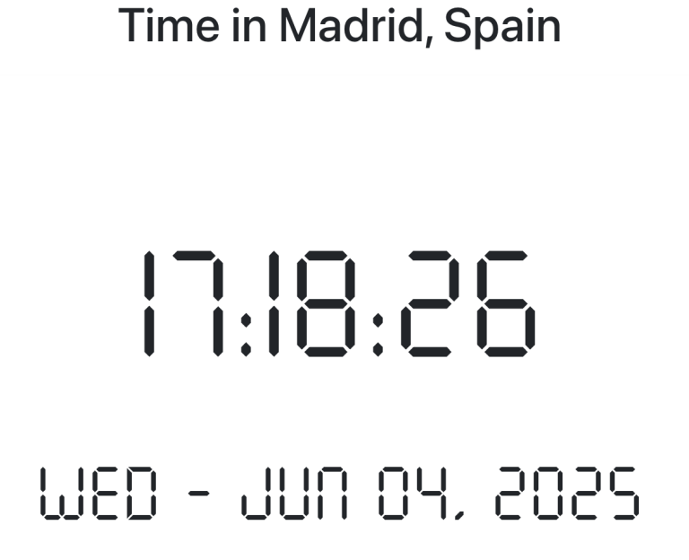 Time in Madrid, Spain