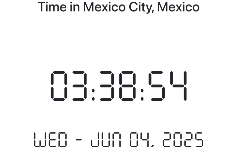 Time in Mexico City, Mexico