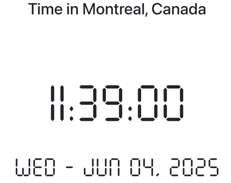 Time in Montreal, Canada