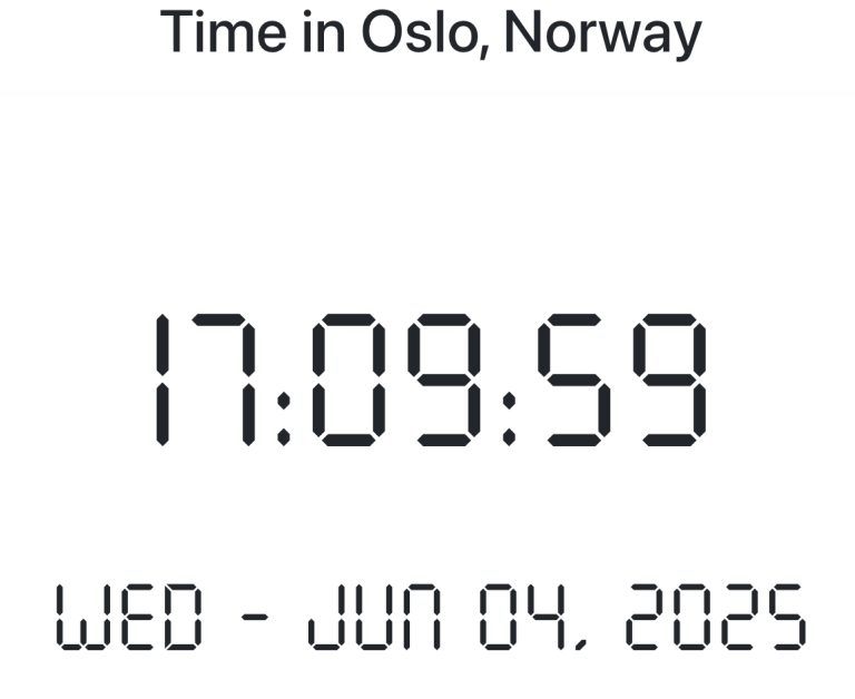 Time in Oslo, Norway