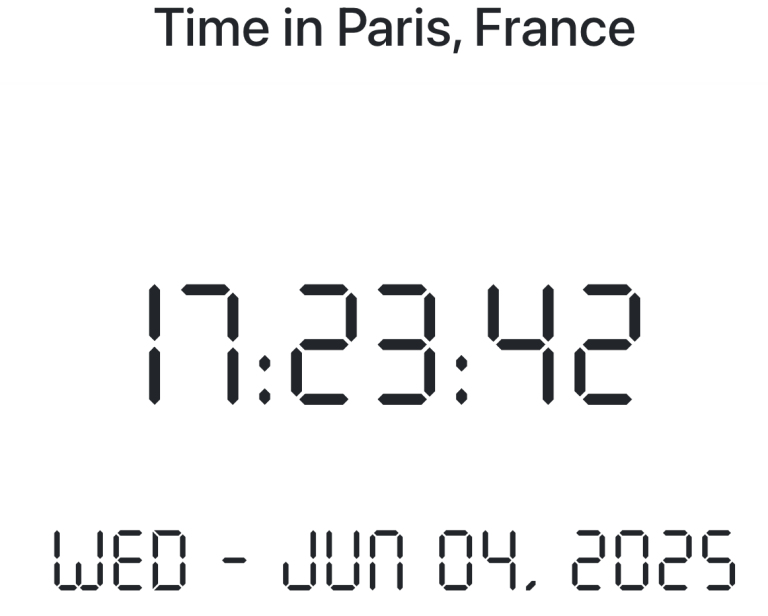 Time in Paris, France