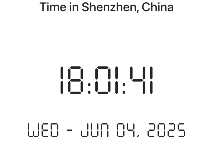 Time in Shenzhen, China