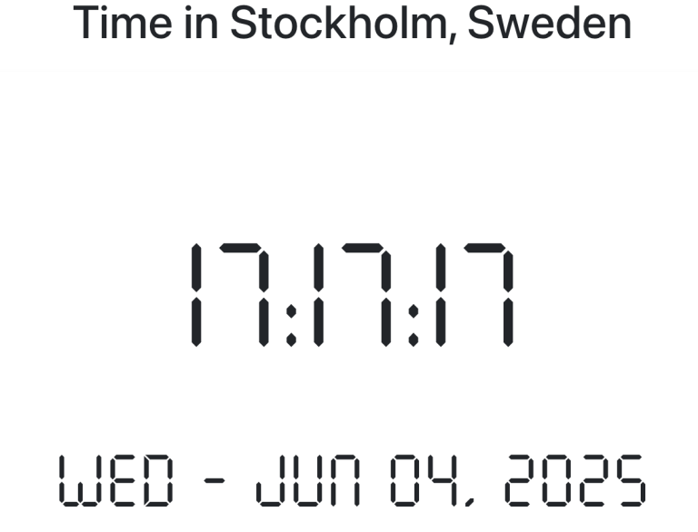 Time in Stockholm, Sweden
