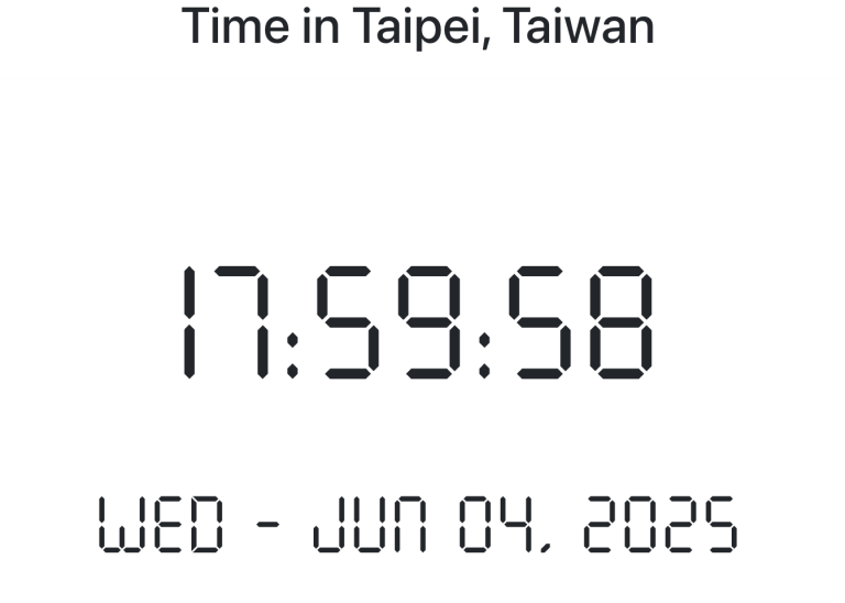 Time in Taipei, Taiwan