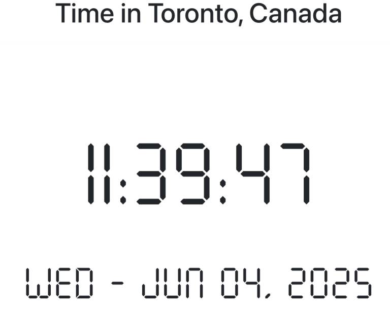 Time in Toronto, Canada