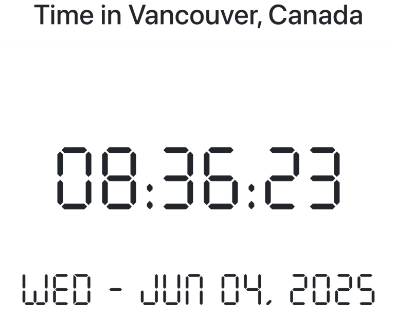 Time in Vancouver, Canada
