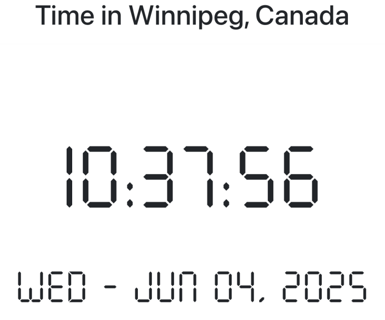 Time in Winnipeg, Canada