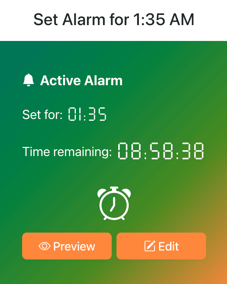 Set Alarm for 1:35