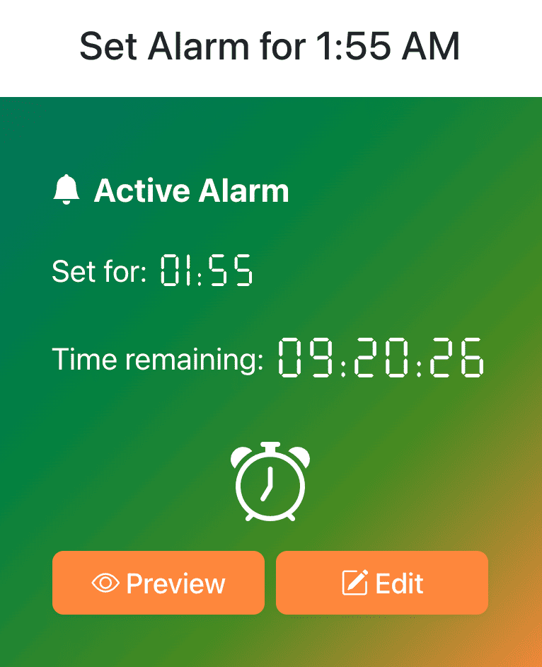 Set Alarm for 1:55