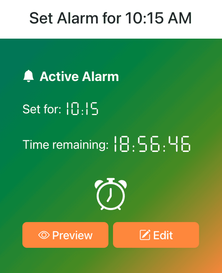Set Alarm for 10:15