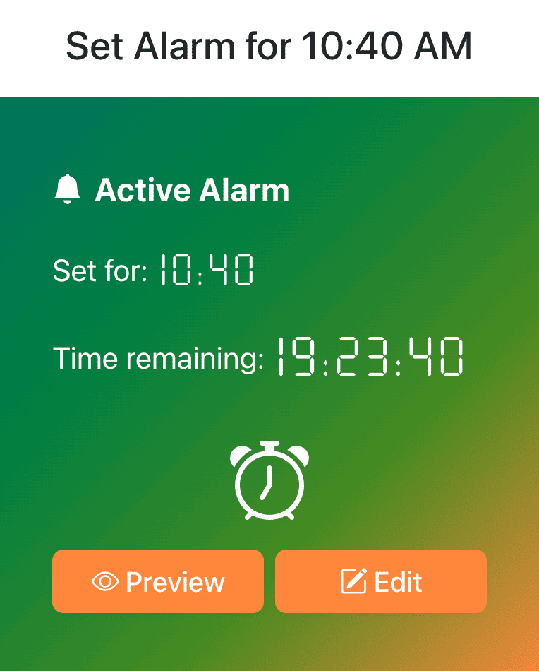Set Alarm for 10:40