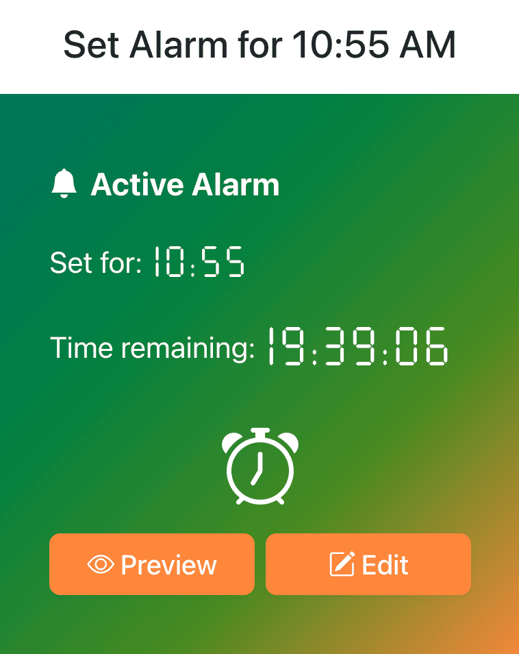 Set Alarm for 10:55