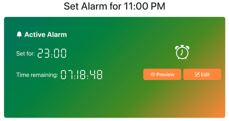 Set Alarm for 11:00 PM