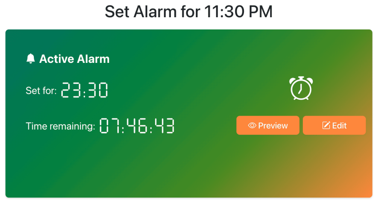Set Alarm for 11:30 PM