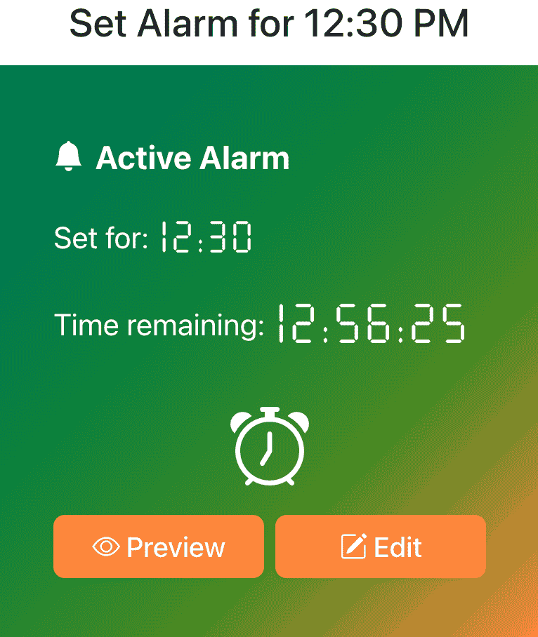set alarm for 12 30 pm