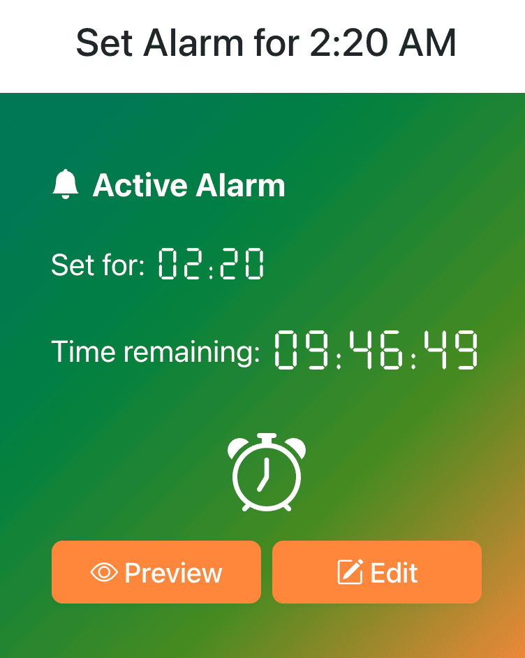 Set Alarm for 2:20