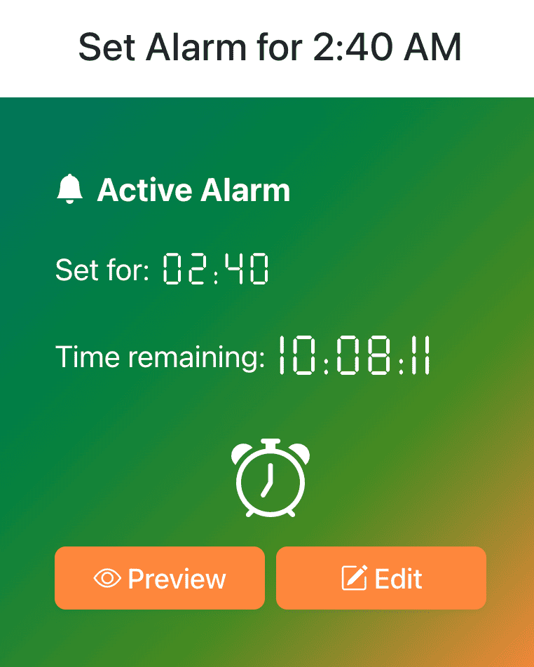 Set Alarm for 2:40
