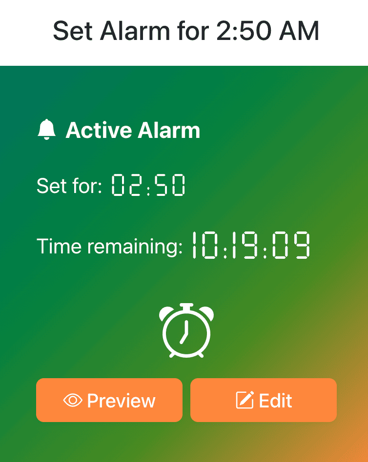 Set Alarm for 2:50