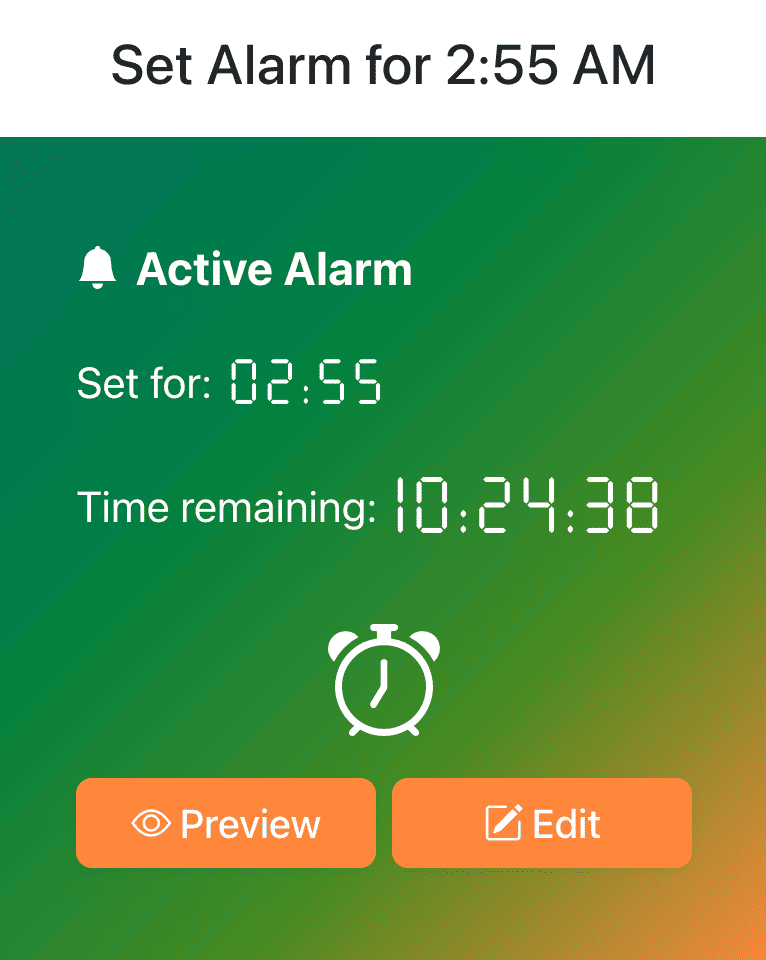 Set Alarm for 2:55