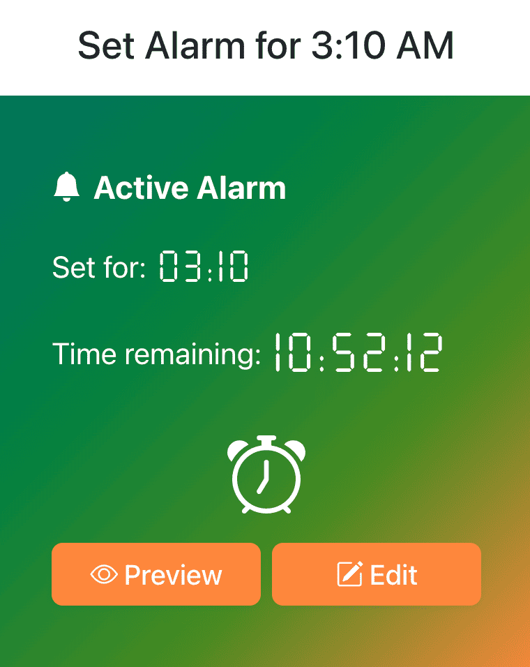 Set Alarm for 3:10