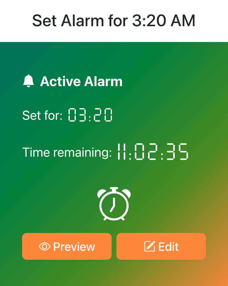 Set Alarm for 3:20