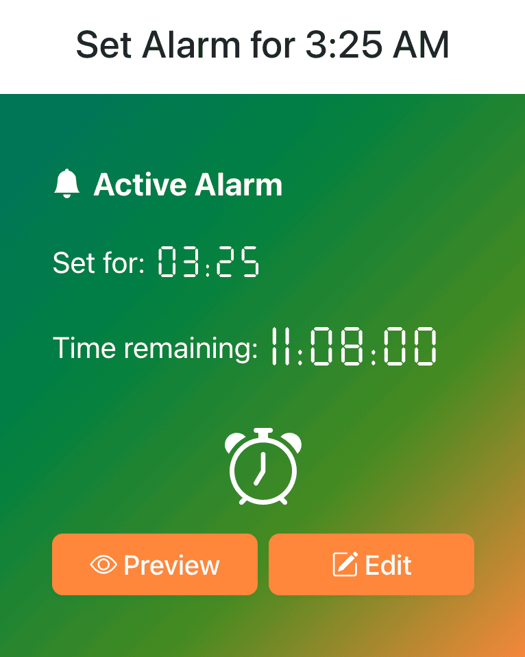 Set Alarm for 3:25