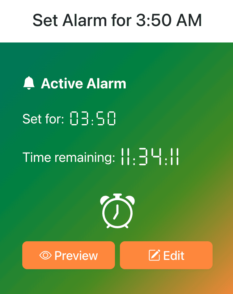 Set Alarm for 3:50